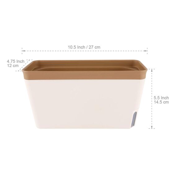 T4U 27cm Selbstwässernder Blumenkasten Kräutertopf mit ERD-Bewässerungs-System Braun 3er-Set Kunststoff Blumentopf Pflanzgefäß Rechteck für Küche Balkon Fensterbank