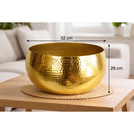 Pflanzkübel aus Metall, 32 x 20 cm, gehämmert, goldfarben