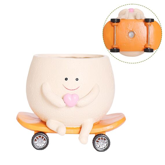 UMESONG Smily Face Blumentopf aus Kunstharz mit Drainageloch für Perlenkette, Sukkulenten, Skateboard, Zimmer- und Außensukkulenten, Geschenkidee für Mutter und Weihnachten