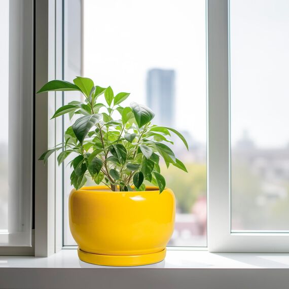 SQOWL 25,4 cm Pflanztopf – Keramik-Pflanzgefäß mit Ablaufloch und Untersetzer, moderner großer Blumentopf für Innen- und Außenbereich, dekorativer runder Übertopf, Heimdekoration, Geschenke für