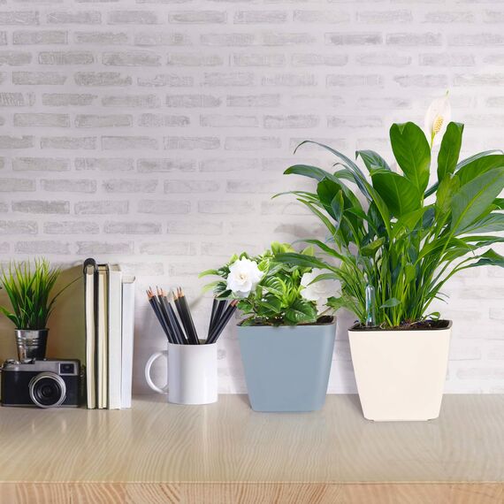 Herefun Plastik Selbstbewässerung Blumentopf mit Wasseranzeiger, 4er-Set Plastik Pflanzgefäße Selbstwässernde Wasserspeicher Pflanzgefäße Klein Blumentopf Pflanztopf für Zimmerpflanzen(A)