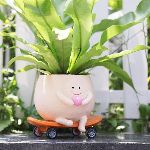 UMESONG Smily Face Blumentopf aus Kunstharz mit Drainageloch für Perlenkette, Sukkulenten, Skateboard, Zimmer- und Außensukkulenten, Geschenkidee für Mutter und Weihnachten