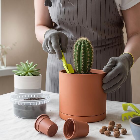 D'vine Dev Terrakotta-Töpfe für Pflanzen, 16,5 cm, 21,6 cm, 25,4 cm, runder Zylinder-Pflanztopf mit Drainage und Untersetzer, 40-T-C-0