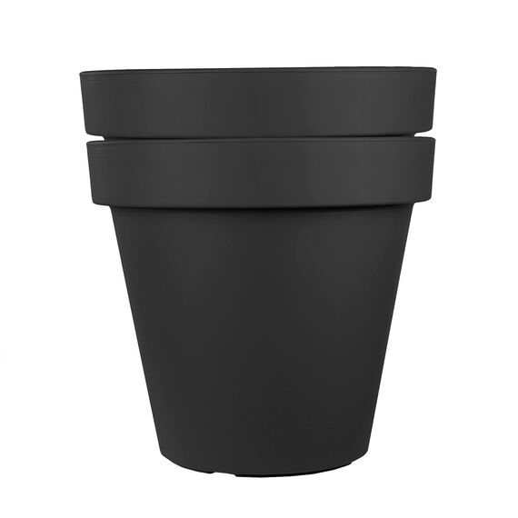BigDean 2X XL Blumentopf Ø 50 cm aus Kunststoff - Anthrazit - Pflanztopf Containertopf Übertopf Pflanzkübel rund - Drainage-Möglichkeit