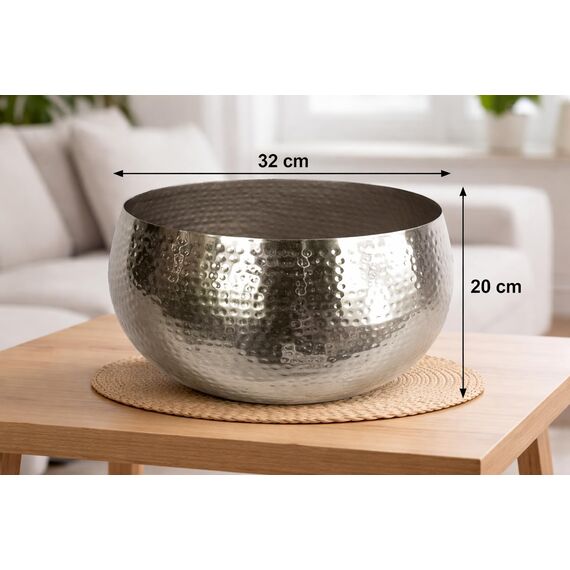 Leaf Pflanzkübel aus Metall, gehämmert, silberfarben, gerader Rand, 32 x 20 cm, Silber, 30cm x 20cm LEAF-7306