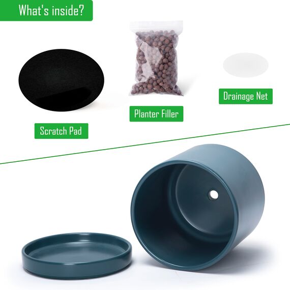 D'vine Dev 94-T-S-9 Runde Keramik-Pflanztöpfe mit Ablaufloch und Untersetzer, 7,6 cm, 10,2 cm und 15,2 cm, 3 Stück