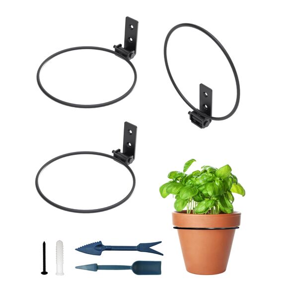 NACETURE Blumentopfhalter Ring für Wandhalterung 15,2 cm faltbar – robuste runde Metall-Pflanzgefäßhaken – Zauntopf Pflanzenhalter Hängehalterung für den Innen- und Außenbereich