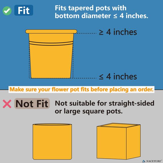 NACETURE Blumentopfhalter Ring für Wandhalterung, 10,2 cm, faltbar, robuste, runde Metall-Pflanzgefäßhaken, Aufhängevorrichtung für den Innen- und Außenbereich, 6 Stück