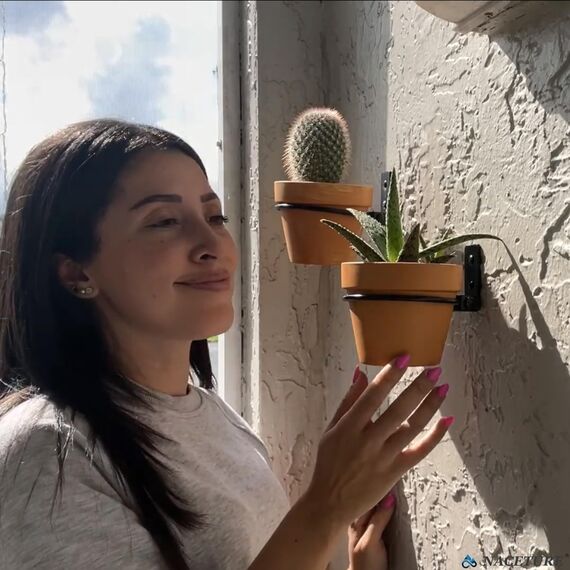 NACETURE Blumentopfhalter Ring für Wandhalterung 15,2 cm faltbar – robuste runde Metall-Pflanzgefäßhaken – Zauntopf Pflanzenhalter Hängehalterung für den Innen- und Außenbereich