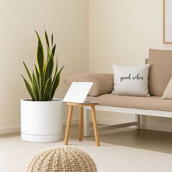 D'vine Dev 94-O-G-1 Keramik-Blumentopf mit Ablaufloch und Untersetzer, zylinderförmig, runder Blumentopf für den Innenbereich, Weiß, 35,6 cm