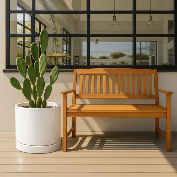 D'vine Dev 94-O-G-1 Keramik-Blumentopf mit Ablaufloch und Untersetzer, zylinderförmig, runder Blumentopf für den Innenbereich, Weiß, 35,6 cm