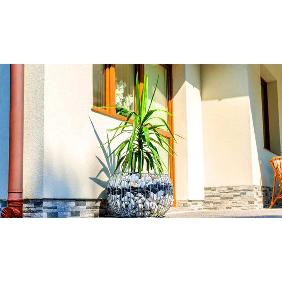 KADAX Gabionen-Pflanzkorb, Gabione, Blumentopf für Draußen, Blumen, Garten, Terrasse, runder Pflanzkübel aus verzinktem Stahl, Pflanzgefäß, Deko, Steinkorb, Hochbeet, wetterfest (Ø 66 cm, H: 40 cm)