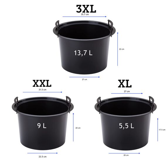 MELTOM Blumentopf Welle Slim Blumenkübel Rund Einsatz Pflanzgefäß 3D Effekt in Weiß Set 3: XL XXL 3XL