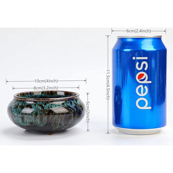 LamDawn Sukkulentententöpfe aus Keramik, mit Drainage und Untersetzer, 5 Stück, Pflanzen Nicht im Lieferumfang enthalten (Brenner Nicht im Lieferumfang enthalten)