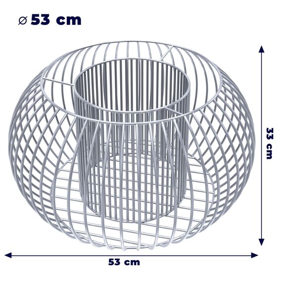 KADAX Gabionen-Pflanzkorb, Gabione, Blumentopf für Draußen, Blumen, Garten, Terrasse, runder Pflanzkübel aus verzinktem Stahl, Pflanzgefäß, Deko, Steinkorb, Hochbeet, wetterfest (Ø 53 cm, H: 33 cm)
