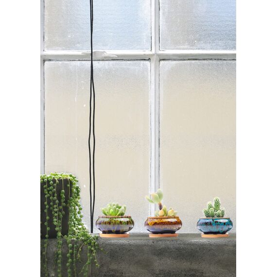 LamDawn Sukkulentententöpfe aus Keramik, mit Drainage und Untersetzer, 5 Stück, Pflanzen Nicht im Lieferumfang enthalten (Brenner Nicht im Lieferumfang enthalten)