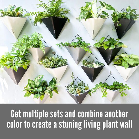 LaLaGreen Wand-Pflanzgefäße für Zimmerpflanzen, 4 Stück, 30,5 cm, groß, selbstwässernd, Schwarz und Weiß, gemischte Farben, geometrisch, vertikal, Garten, Wandbehang, Blumenvase, Gefäß mit