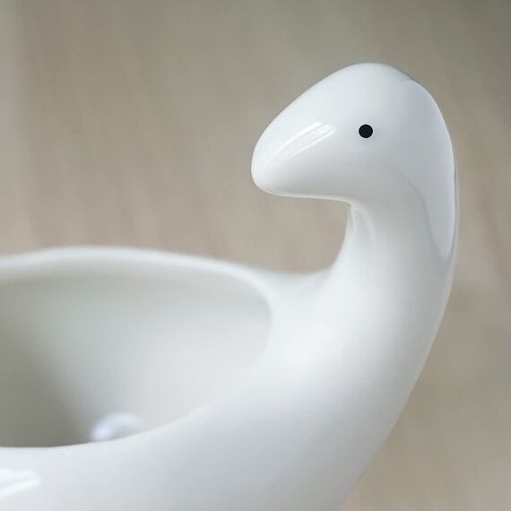 GeLive Weißer Dinosaurier-Keramik-Sukkulenten-Übertopf, Blumenkasten mit Untersetzer, Cartoon-Tierdekoration, 12,7 cm, für drinnen und draußen