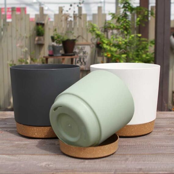 ZMTECH Ф16,5cm Blumentöpfe, 6er-Set, Selbstbewässernder Plastik Übertopf mit Abflussloch und Untertasse, Moderner Dekorativer Pflanztopf für Innen- und Außenbereich Zimmerpflanzen, Sukkulenten - Grau