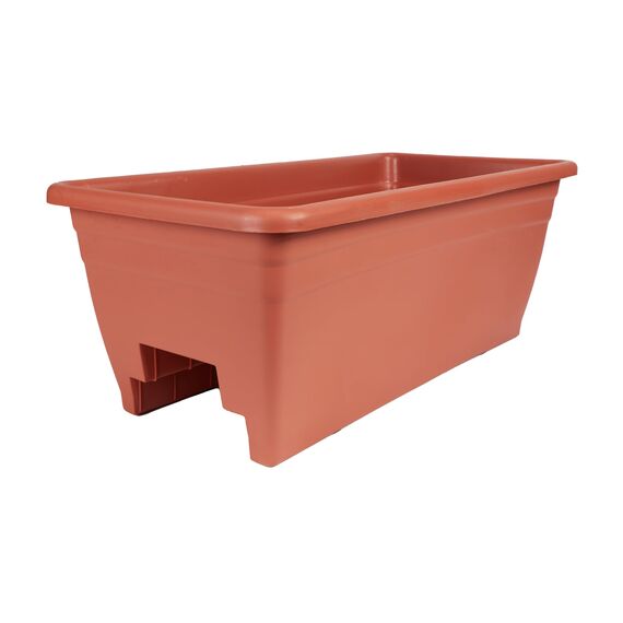 The HC Companies Pflanzkasten für Deckgeländer mit abnehmbaren Ablaufstopfen, Leichter und wetterfester Kunststoff-Blumenkasten, Balkon-Pflanzgefäße für Geländer und Zaun (61 cm, Ton)