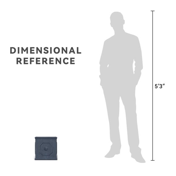 Kante Leichter klassischer quadratischer Übertopf im englischen Stil, Löwenkopf, 25,9 x 25,9 x 25,9 cm, Antikgrau