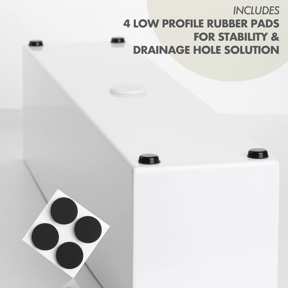 DR&Co Moderner weißer rechteckiger Pflanzkasten | 40,6 cm großer Metall-Pflanztopf perfekt als Sukkulenten-Übertopf schmaler Übertopf für Tisch oder Fensterbank Pflanzgefäße Indoor Edelstahl Langer