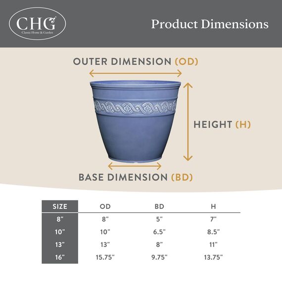 Classic Home and Garden 9411D-514 Korinthian Collection Pflanzgefäß, 25,4 cm, rund, Desert