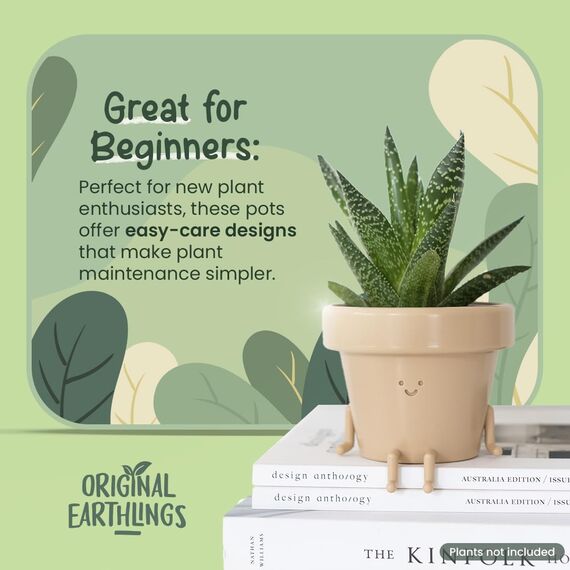 Original Earthlings Blumentopf für den Innenbereich, mit großer Persönlichkeit, Blumentopf für den Innenbereich, süßes Geschenk für Einweihungsgeschenk, Geburtstagsgeschenke für Sie und Ihn (sitzend)
