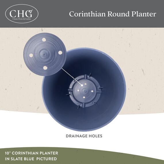 Classic Home and Garden Korinthischer Blumentopf aus Kunstharz, rechteckig, 25 cm