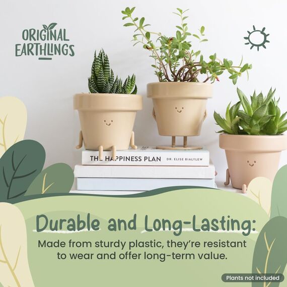 Original Earthlings Blumentopf für den Innenbereich, mit großer Persönlichkeit, Blumentopf für den Innenbereich, süßes Geschenk für Einweihungsgeschenk, Geburtstagsgeschenke für Sie und Ihn (sitzend)