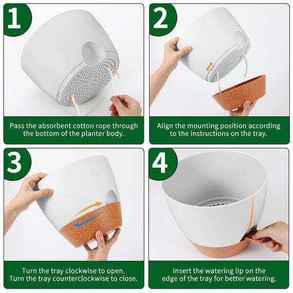 GARDIFE Selbstbewässernde Blumentöpfe, 25,4 cm, 2 Stück, große Kunststoff-Pflanzgefäße mit tiefem Reservior und hohen Drainagelöchern für Innen- und Außenbereich, Pflanzen und Blumen, Weiß