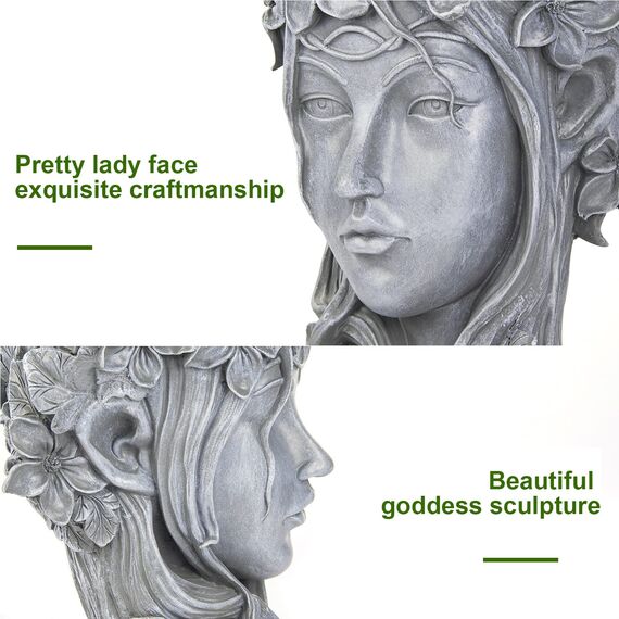 Sungmor Kunstharz-Pflanztopf mit Göttin-Kopf, Schönheit Gesicht Figur Ornament Container, dekorative Pflanzen Blumenvase, Haus Garten Hof Dekoration