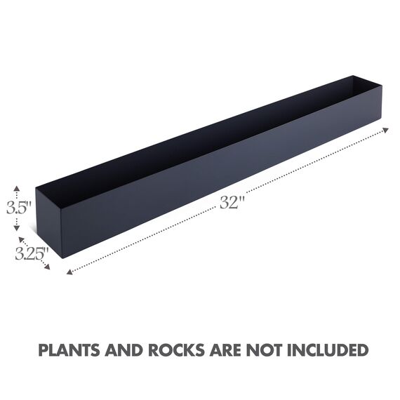 DR&Co Moderner Grauer rechteckiger Pflanzkasten, 40,6 cm, Metall-Pflanzgefäß, perfekt für Sukkulenten, schmaler Kasten für Tisch oder Fensterbank, rechteckig, Edelstahl, lang