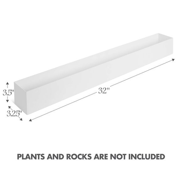 Moderner, rechteckiger Pflanzkasten – 81,3 cm Metall-Pflanzgefäß, ideal als langer Sukkulenten-Übertopf | rechteckiger Pflanzkasten für Tisch oder Fensterbank, Pflanzgefäße für den Innenbereich | Weiß