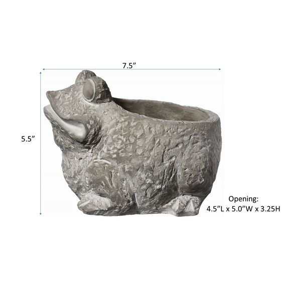 Classic Home and Garden Cement Buddies Pflanzgefäß für drinnen und draußen, mit Ablaufloch, Frosch, Naturgrau, groß, 19 cm