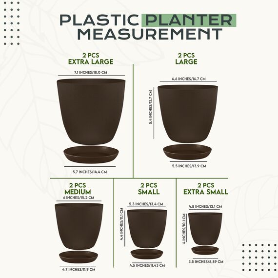 Utopia Home 10er-Pack Blumentopf 18/17/15/13/12 cm Übertopf mit Untertasse Für Küche, Balkon Blumentöpfe mit Untertasse Gartenpflanzen Sukkulenten, Baumschule Blumentopf für Zimmerpflanzen Braun.