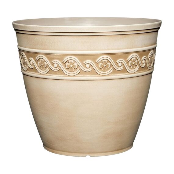 Classic Home and Garden Korinthisches Harz Pflanztopf - Outdoor & Indoor Pflanztopf - Runder Übertopf für Pflanzen & Blumen (33.0 cm Desert Tan, 1 Stück)