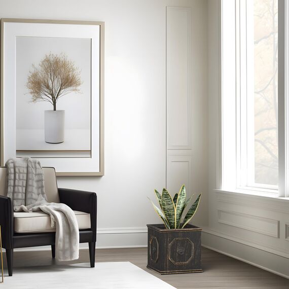 Kante Quadratischer Pflanzkübel aus Beton, Löwenkopf, 32,5 cm, großer Blumentopf mit Drianage, modernes Dekor im englischen Stil, Dekoration für Zuhause, Terrasse, Garten, ölgeriebene Bronze