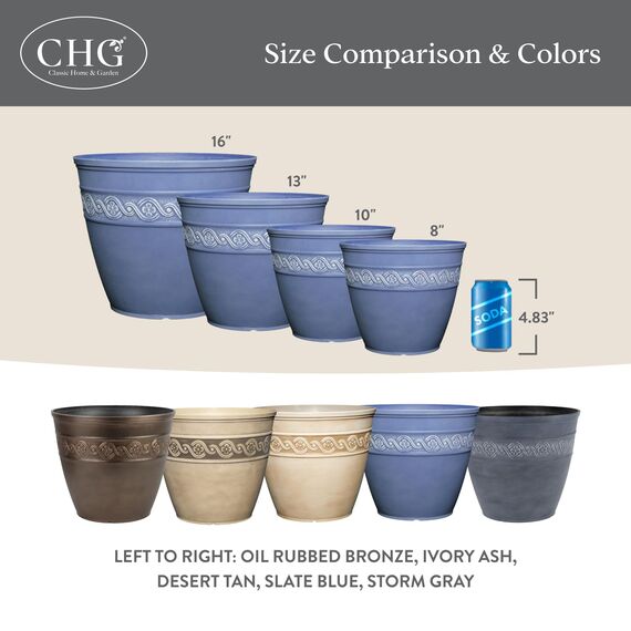 Classic Home and Garden Korinthischer Blumentopf aus Kunstharz, rechteckig, 25 cm