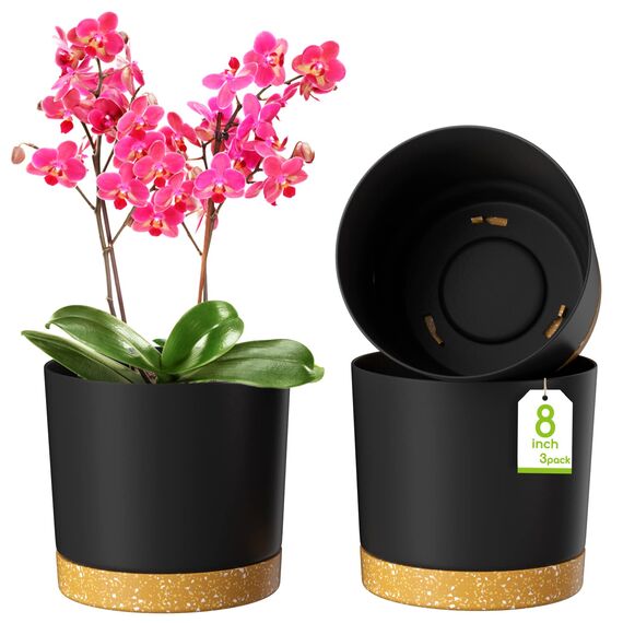 Blumentöpfe (20 cm (3er-Set), Dunklem Grau)