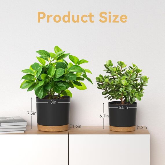 ZMTECH Selbstbewässernde Blumentöpfe aus Kunststoff, mit Drainagelöchern und Untersetzern, dekorativ, modern, für Innen- und Außenbereich, Haus, Garten, 16,5 cm und 20 cm, 4 Stück