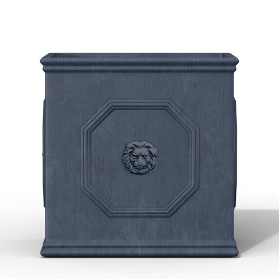 Kante Quadratischer Pflanzkübel aus Beton mit Löwenkopf, 25,4 cm, großer Blumentopf mit Drianage, Moderne Dekoration im englischen Stil, Dekoration für Zuhause, Terrasse, Garten, Antikgrau