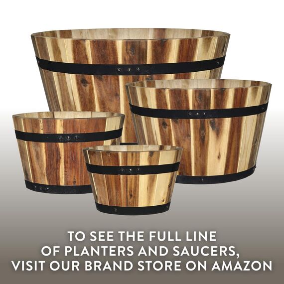 Classic Home and Garden 5/800/3 Holzfass Set mit 3 Pflanzgefäßen, Akazie