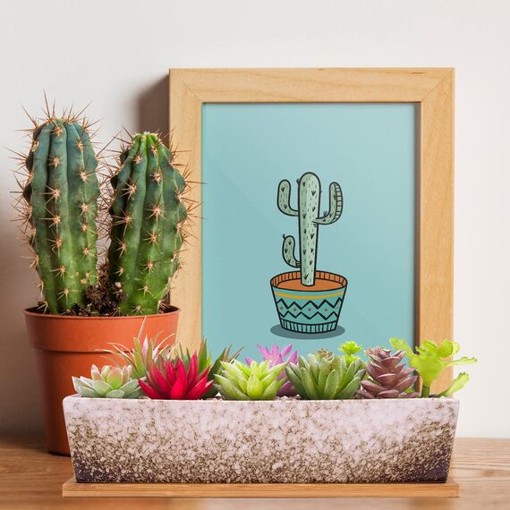 Sukkulenten-Blumentöpfe, 30 cm lang, rechteckig, Sukkulenten-Blumentöpfe mit Drainage, Bambusschalen, große Keramik-Kaktus-Blumenpflanzen für Innen- und Außenpflanzen, Heimdekoration, Weiß