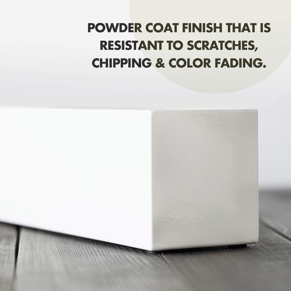 DR&Co Moderner weißer rechteckiger Pflanzkasten | 40,6 cm großer Metall-Pflanztopf perfekt als Sukkulenten-Übertopf schmaler Übertopf für Tisch oder Fensterbank Pflanzgefäße Indoor Edelstahl Langer