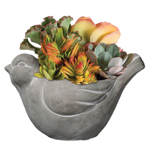 Classic Home and Garden Cement Buddies Vogel-Pflanzgefäß für drinnen und draußen, Grau, groß, 22,9 cm
