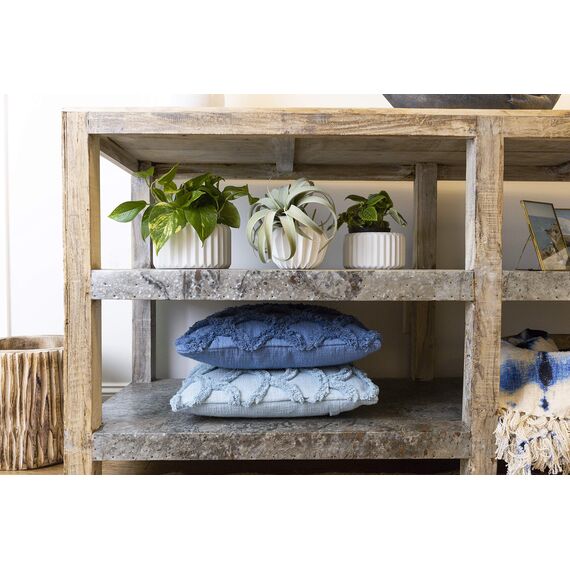 Bloomingville A21900018 runder weißer geriffelter Keramik-Blumentopf, 15,2 x 10,2 cm