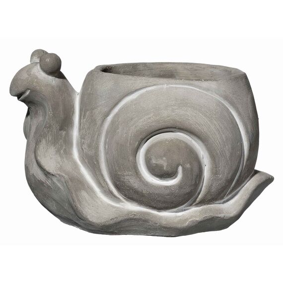 Classic Home and Garden Cement Buddies Pflanzgefäß für drinnen und draußen, mit Ablaufloch, lächelnde Schnecke, Naturgrau, groß, 20,3 cm
