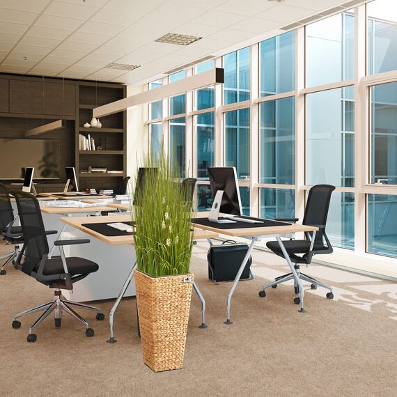 Pflanzgefäß mit Wasserhyazinthe 28 x 28 x 60 cm, inkl. wasserdichtem Kunststoffeinsatz, naturfarben