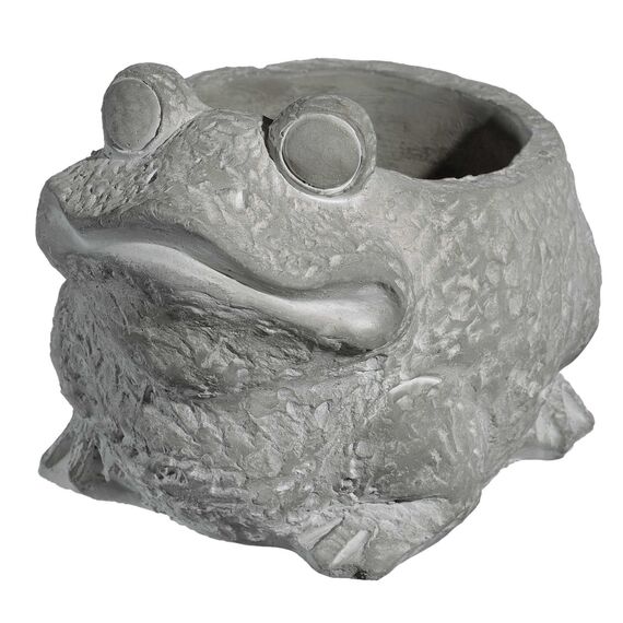Classic Home and Garden Cement Buddies Pflanzgefäß für drinnen und draußen, mit Ablaufloch, Frosch, Naturgrau, groß, 19 cm